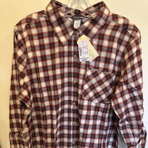 Christopher & Banks Long Sleeve Plaid Button Up Size L *NWT*